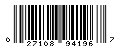 UPC barcode number 027108941967