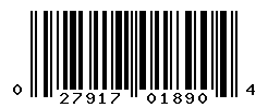 UPC barcode number 027917018904