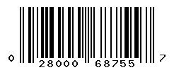 UPC barcode number 028000687557