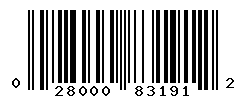 UPC barcode number 028000831912