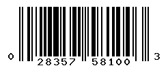 UPC barcode number 028357581003