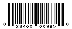 UPC barcode number 028400009850