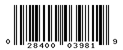 UPC barcode number 028400039819