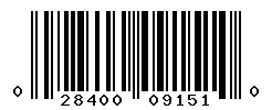UPC barcode number 028400091510