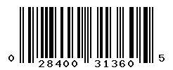 UPC barcode number 028400313605