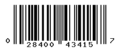 UPC barcode number 028400434157