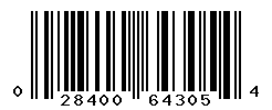 UPC barcode number 028400643054