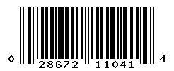UPC barcode number 028672110414