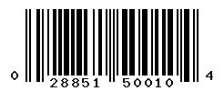 UPC barcode number 028851500104