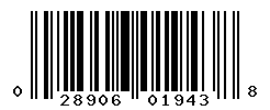 UPC barcode number 028906019438