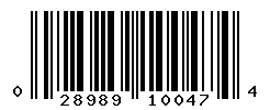 UPC barcode number 028989100474