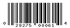UPC barcode number 029275000614