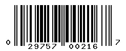 UPC 029757002167 barcode image