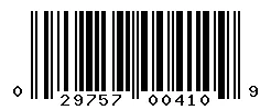 UPC 029757004109 barcode image