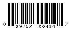 UPC barcode number 029757004147