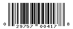 UPC barcode number 029757004178