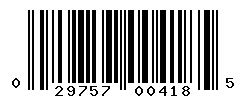 UPC barcode number 029757004185