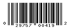 UPC barcode number 029757004192