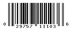 UPC 029757111036 barcode image