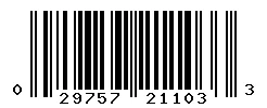 UPC barcode 029757211033