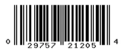 UPC barcode 029757212054