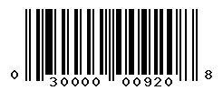 UPC barcode number 030000009208