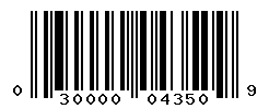 UPC barcode number 030000043509