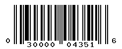 UPC barcode number 030000043516