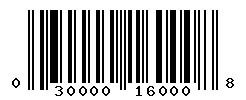 UPC barcode number 030000160008