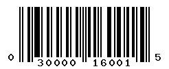 UPC barcode number 030000160015