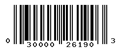 UPC barcode number 030000261903