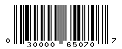 UPC barcode number 030000650707