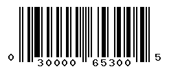 UPC barcode number 030000653005