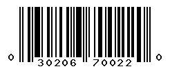 UPC barcode number 030206700220