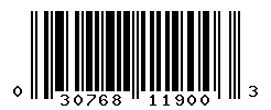 UPC barcode number 030768119003