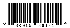 UPC barcode number 030915261814