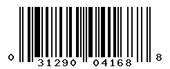 UPC barcode number 031290041688