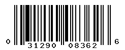 UPC barcode number 031290083626