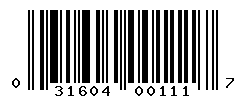 UPC barcode number 031604001117