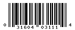 UPC barcode number 031604031114