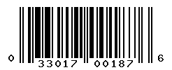 UPC barcode number 033017001876