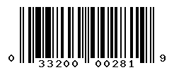 UPC barcode number 033200002819