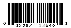 UPC 033287125401 barcode image