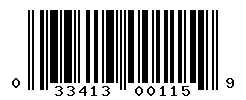 UPC barcode number 033413001159