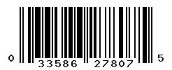 UPC barcode number 033586278075