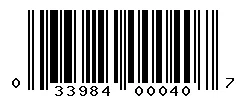 UPC 033984000407 barcode image