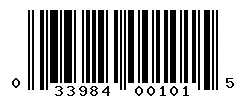 UPC 033984001015 barcode image
