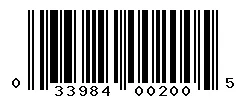 UPC 033984002005 barcode image