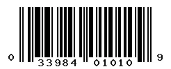 UPC 033984010109 barcode image