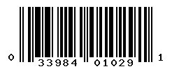 UPC barcode number 033984010291